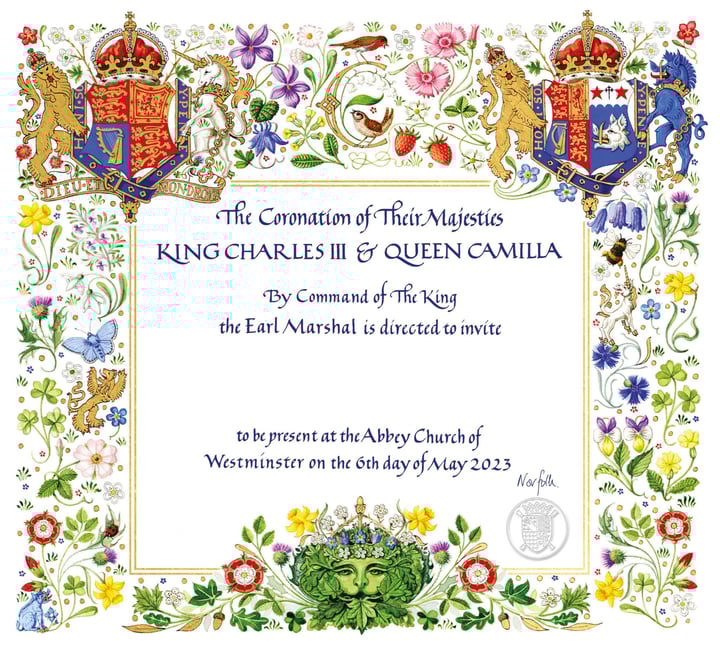 King Charles and The Queen Consorts Coronation Invitation